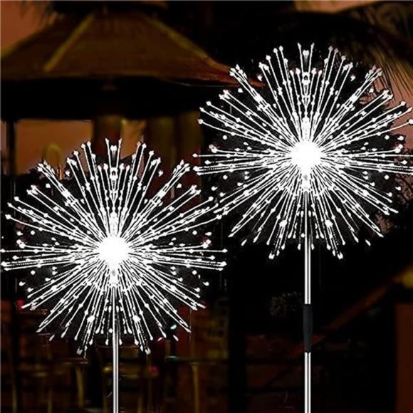 Solar Firework Lights, 2 Pack 120 LEDs 2 Lighting Modes Outdoor Waterproof - Picture 1 of 6